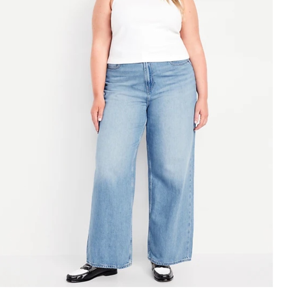Old Navy Extra High Rise Baggy Wide Leg Jeans Light Wash Size 26 Streetwear